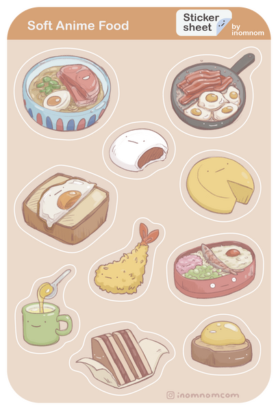 Soft Anime Food Sticker Sheet