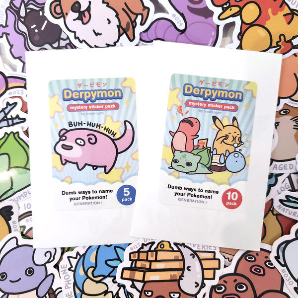 Derpymon Mystery Stickers (5 / 10 Pack) - contains Gen I Pokemon only!